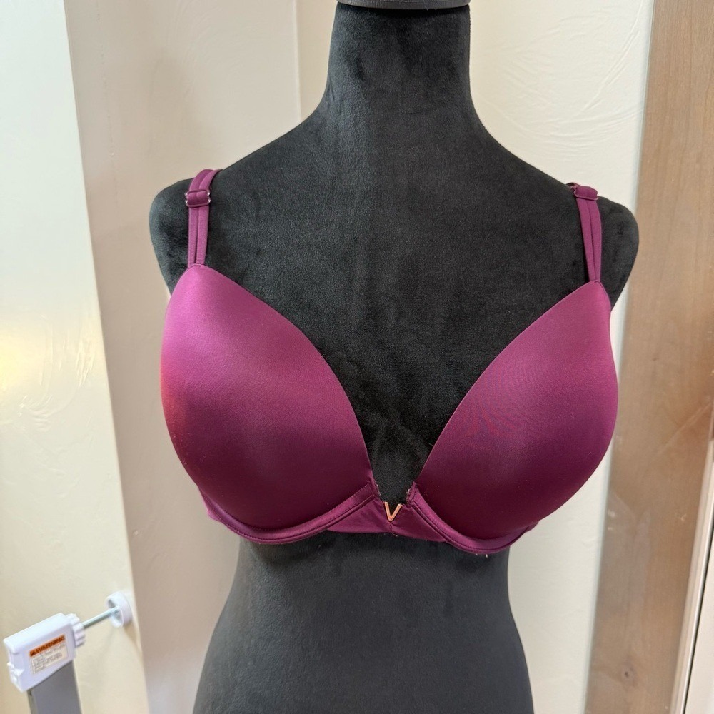 Victorias‎ Secret Push-Up Shiny Maroon Red Purple Bra 36DD